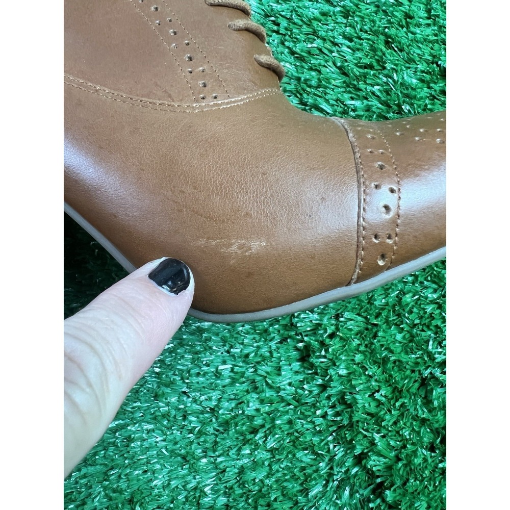 Crown Vintage Tessford Leather Block Heels 9.5 Lace Up Platform Oxfords Shoes - Picture 11 of 12